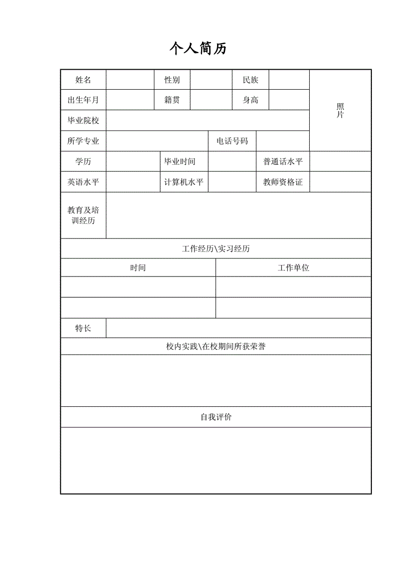 个人简历空白下载word格式下载,个人简历空白模板word格式